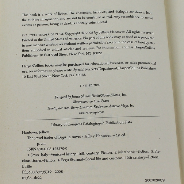 The Jewel Trader of Pegu by Jeffery Hantover 2008 First Edition Book