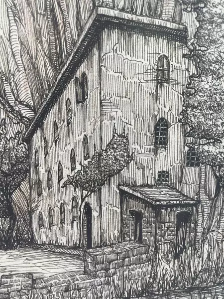 Subiaco Monastero Beato Lorenzo Pen And Ink Drawing By Trumpy W