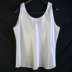 Orvis Women's XL White Sateen Sleeveless Top Round Neck V Back Pre-Owned