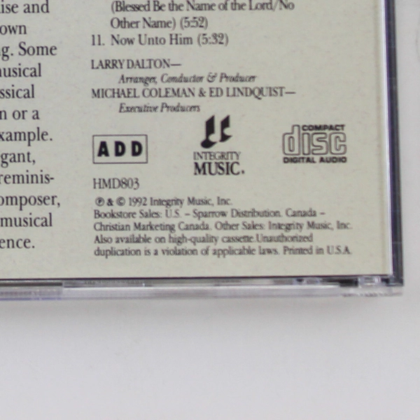 Praise Magnificat Classical Instrumental Stylings From Integrity Audio CD 1992