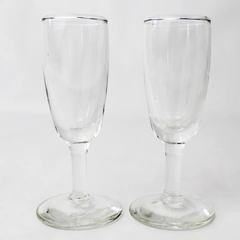 Set of 2 Vintage Clear Glass Cordial Liqueur Mini Champagne Flute Style Glasses