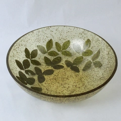 Vintage Lucite Confetti Glitter Bowl Leaf Pattern 13.25in Round 1960’s Retro MCM