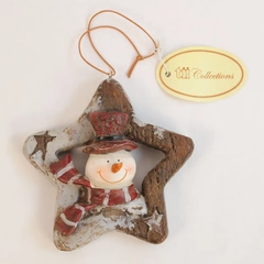 Transpac Hand Crafted Resin Snowman Ornament with Tag 3" Collectible
