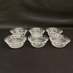 Lot of 6 Ocean Glass Mfg Dessert or Custard Bowls Clear With Apple Band