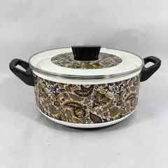 Vintage Fancipans Brown Paisley Autumn Leaf Sauce Pan And Lid