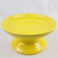 Vintage Unbranded Yellow Ceramic Bird Bath Cup Cake Stand Decoration 