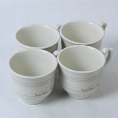 Set of 4 Homer Laughlin Seville Pink Swirl Coffee Cups Pre-Owned
