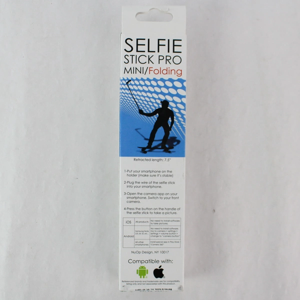 Pink Selfie Stick Pro Mini Folding for iPhone and Android Wired Plug & Shoot