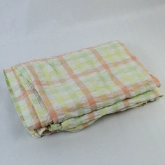 Vintage Rectangular Tablecloth Green Yellow Orange Striped Dining Home Decor