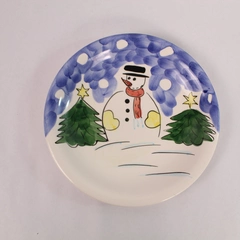 Gibson China Snowman Decorative Plate 7.75" Holiday Decor Used Condition