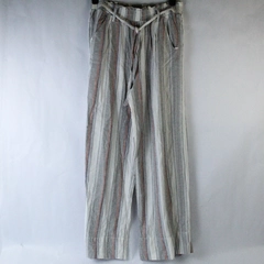 Knox Rose Pants Women's Size Large White Gray Stripes Elastic Waist