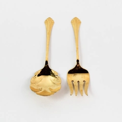 Oneida Community Golden Enchantment Serving Fork & Spoon Set Pre-Owned