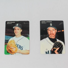 Lot of 2 Vintage 1995 Mother's Cookies Mariners Cards Dan Wilson Randy Johnson