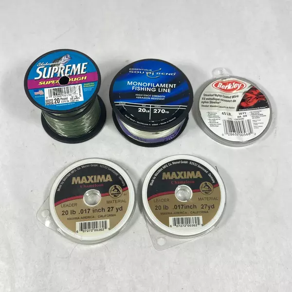 Lot of 5 Partial Fishing Line Spools 20 & 45 lb Test Monofilament