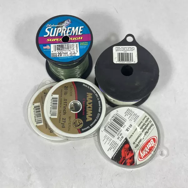 Lot of 5 Partial Fishing Line Spools 20 & 45 lb Test Monofilament