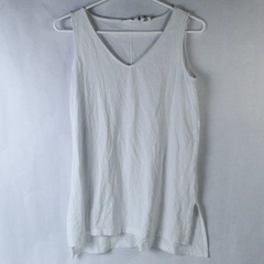 Nicole Miller White V Neck Sleeveless Tunic Top Women's Small Cotton Blend