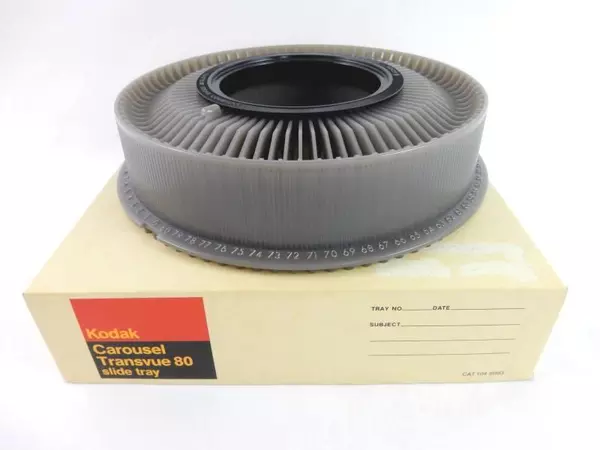 Vintage Gray Kodak Carousel Transvue 80 Slide Tray With Original Box