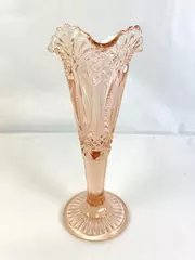 Vintage Pink Mosser Flower Vase 10 Inches Tall Elegant Centerpiece Wedding Event