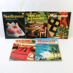 Lot of 5 Vintage Sunset Magazine Books for Interior Design, Crafting & Hawaii 