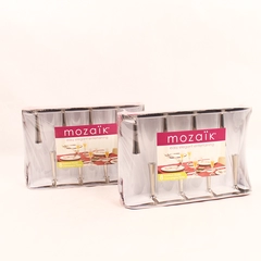 Mozaik 8-Piece Premium Plastic Silver Base Champagne Flutes Sealed New