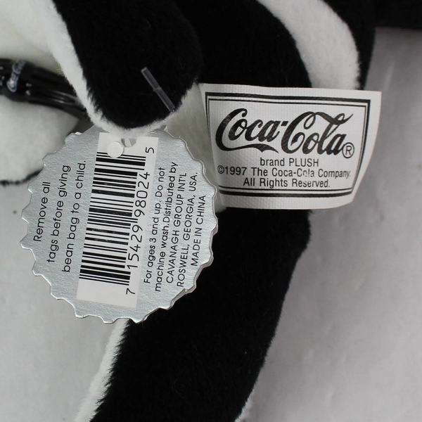 1997 Coca Cola Orca Whale with Coca-Cola Bottle Bean Bag Plush with Tag