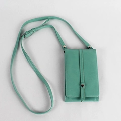 Women's Aqua Green Faux Leather Crossbody Purse with Card Slots Pre-Owned