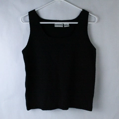 Vintage Fashion Bug Women's Pullover Vest Black Knit Size M Acrylic