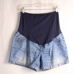 Time and Tru Women's Maternity Jean Shorts Size M Light Wash Denim Stretch