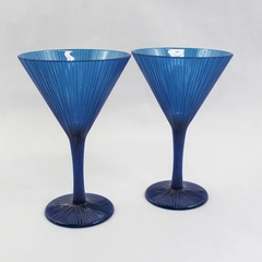 2 Plastic Margarita Champagne Glasses Party & Frozen Drinks Blue