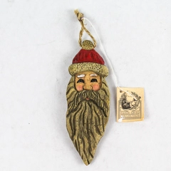 Vintage 1993 Wang's International Carved Resin Santa Christmas Ornament 5.5"