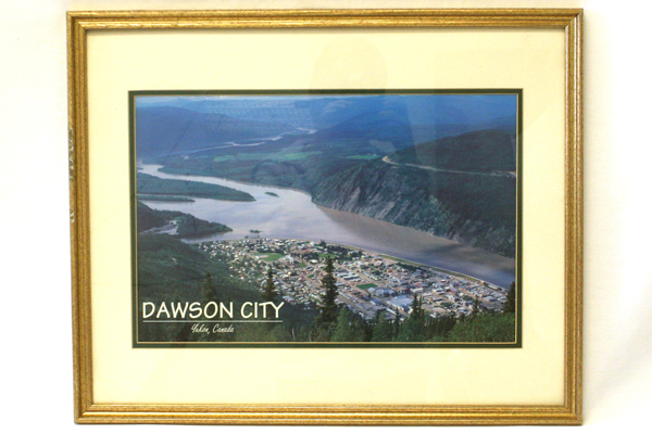 Framed And Matted Print Aerial View Of Dawson City, Yukon, Canada
