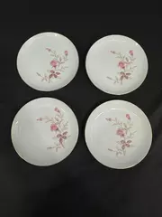 Set of 4 Sone China Cashmir Rose Bread Plates White Gold Trim Pink Roses