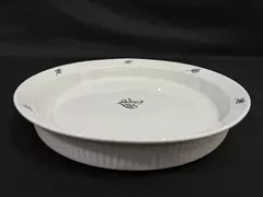 Dansk DAN 42 Porcelain Quiche Dish White With Green Dove 12 Inch