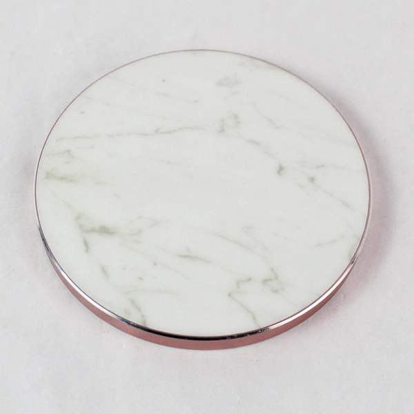 POWR Marble Pattern Pink Fast Charge Wireless Charging Pad 4" No Cord