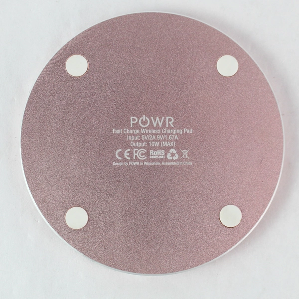 POWR Marble Pattern Pink Fast Charge Wireless Charging Pad 4" No Cord