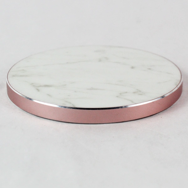 POWR Marble Pattern Pink Fast Charge Wireless Charging Pad 4" No Cord