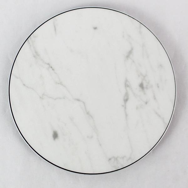 POWR Marble Pattern Black Fast Charge Wireless Charging Pad 4" No Cord