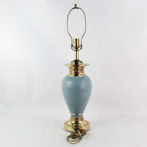 Ethan Allen Table Lamp Brass Embrossed Verdigris Finish Turquoise Color