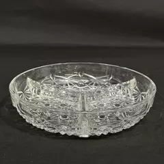 Vintage Indiana Glass Daisy Divided Relish Dish 7.5" Clear Condiment Bowl