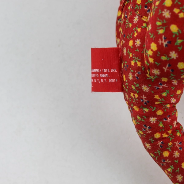 Vintage Avon Kangaroo Plush Calico, Red Flower Pattern, Front Pouch, Stuffed