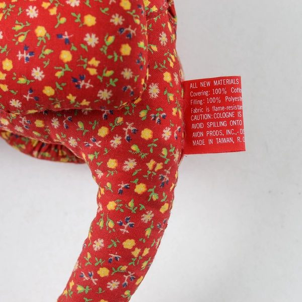 Vintage Avon Kangaroo Plush Calico, Red Flower Pattern, Front Pouch, Stuffed