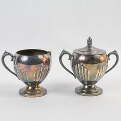 Vintage 2 PC Set F.B. Rogers Silver Co. Creamer and Sugar Bowl Marked #358