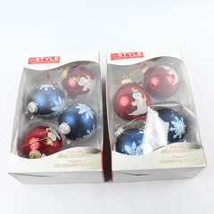 Lot of 8 Red & Blue Snowman Snowflake Glass Christmas Ornaments Not Original Box