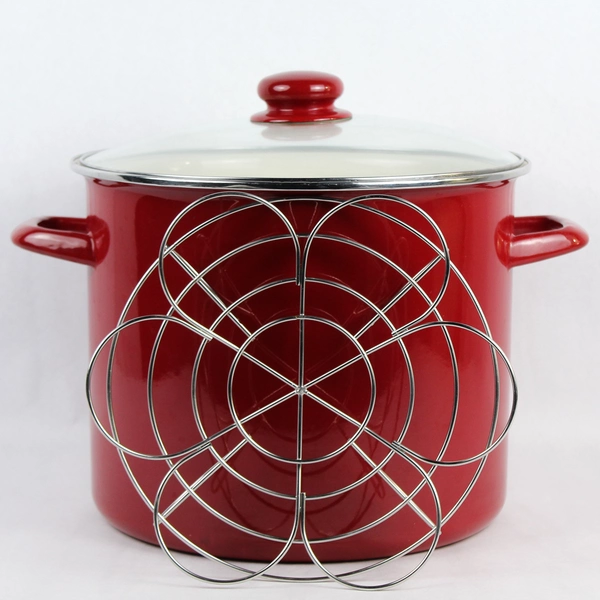 Unbranded Red Canning Pot With Rack 18 Quart 4.5 Gallon Capacity