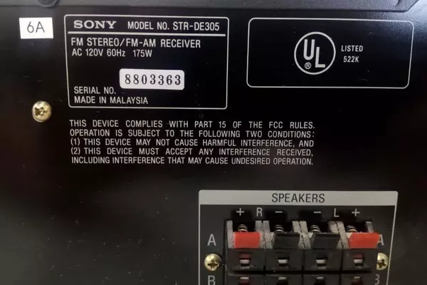 Sony STR-DE305 FM Stereo FM-AM Receiver Black Powers On AC 120V 175W
