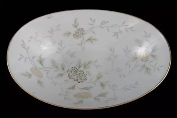 Vintage Noritake Janice 5814 Oval Vegetable Bowl Dish Japan Gray Gold Floral