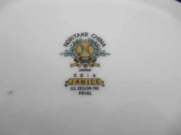 Vintage Noritake Janice 5814 Oval Vegetable Bowl Dish Japan Gray Gold Floral