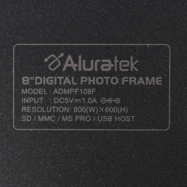 Aluratek Model ADPF08SF 8-Inch Digital Photo Frame Black Tested & Working