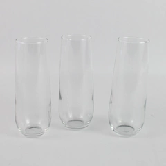 Lot of 3 Libbey Clear Glass Stemless Champagne Flutes Drinkware