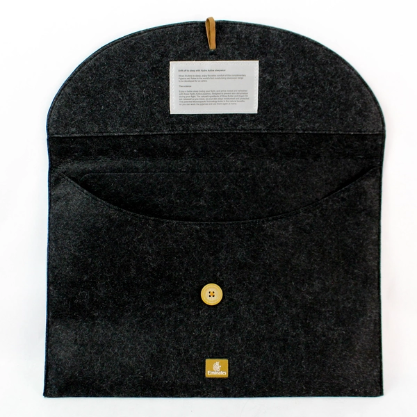 Set of 4 Emirates Airline Black Button Closure Complimentary Pajama Pouches